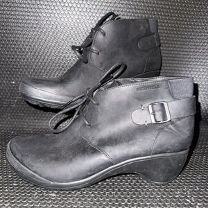 Merrell Veranda Heeled Lace Up Ankle Booties Black Leather Women’s Size 10